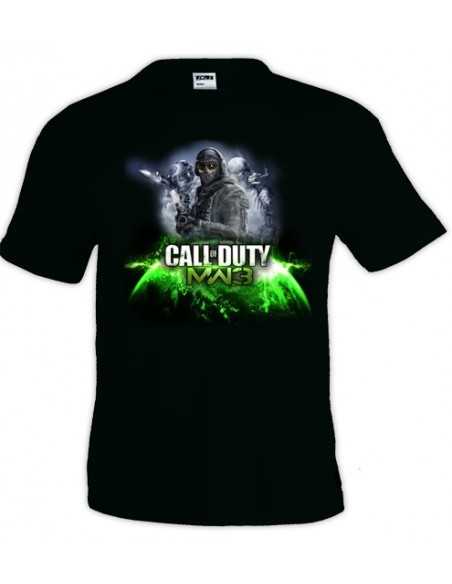 Camiseta modern Warfare 3 Ghost-Earth negra manga corta