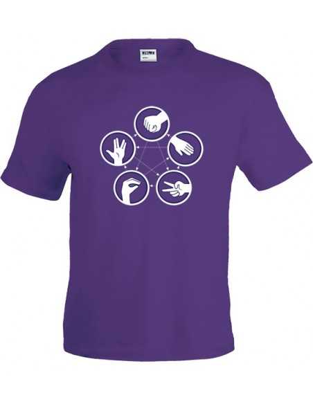 Camiseta The Big Bang Theory piedra,papel,tijera manga corta violeta
