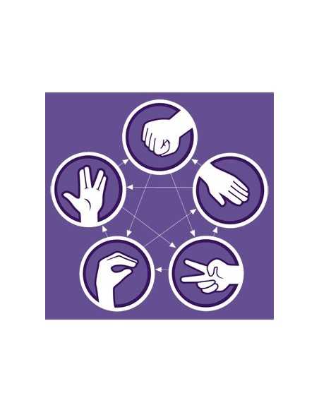 Camiseta The Big Bang Theory piedra,papel,tijera manga corta violeta