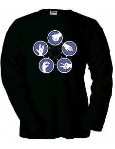 Camiseta The Big Bang Theory piedra,papel,tijera manga larga negra