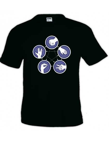 Camiseta The Big Bang Theory piedra,papel,tijera manga corta negra