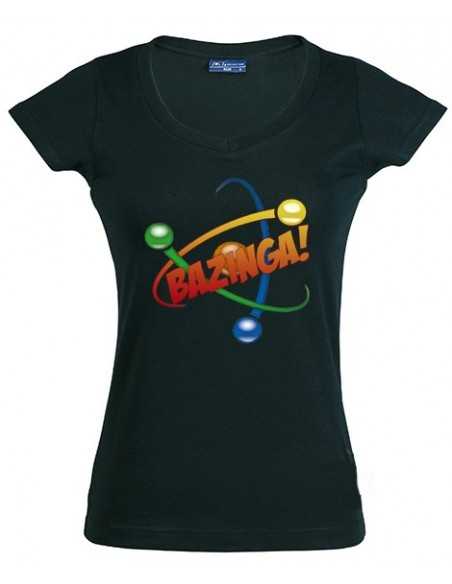 Camiseta chica The Big Bang Theory, Bazinga atom negra