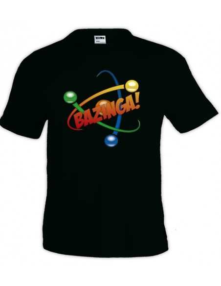 Camiseta The Big Bang Theory, Bazinga atom negra manga corta