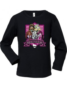 Camiseta Monster High manga larga negra infantil