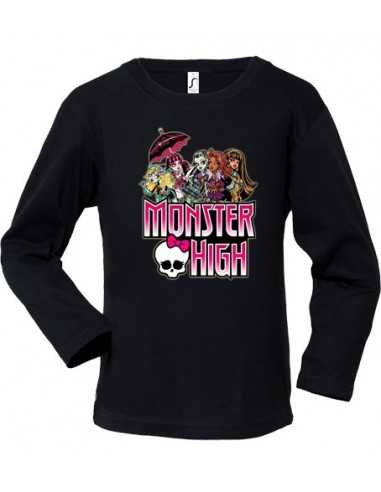 Camiseta Monster High manga Larga negra infantil "Logo" Camiseta Monster High manga Larga negra infantil "Logo"