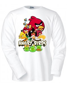 Camiseta Angry Birds (Reunión) blanca manga larga