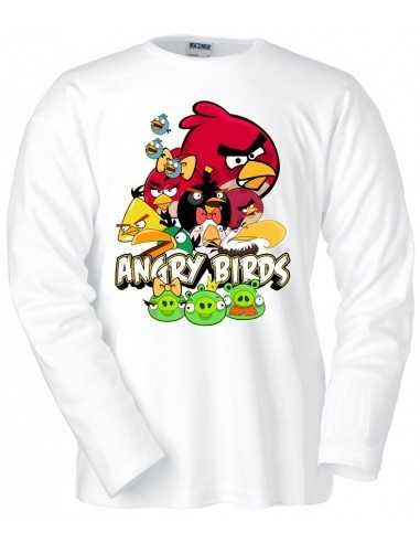 Camiseta Angry Birds (Reunión) blanca manga larga