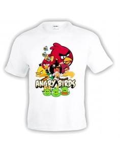 Camiseta Angry Birds (Reunión) blanca manga corta