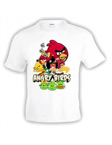 Camiseta Angry Birds (Reunión) blanca manga corta