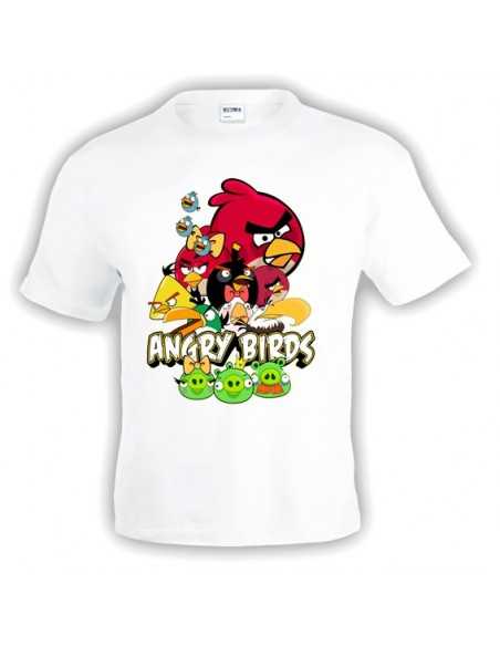 Camiseta Angry Birds (Reunión) blanca manga corta