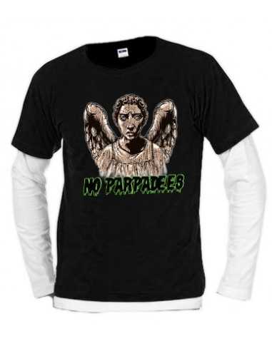 Camiseta Doctor Who "No Parpadees" Negra Manga Larga bicolor