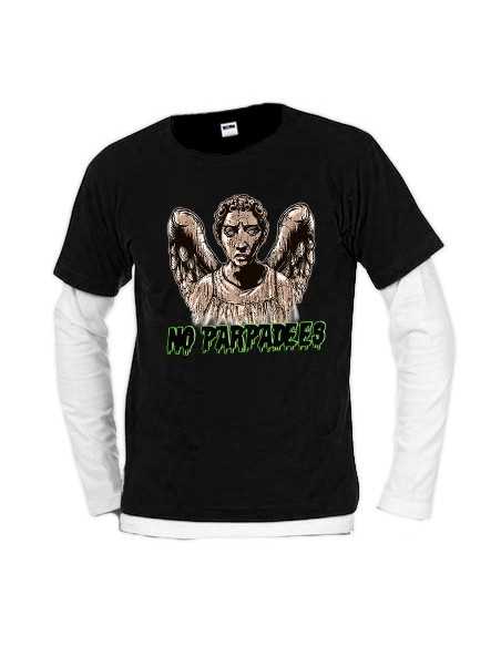 Camiseta Doctor Who "No Parpadees" Negra Manga Larga bicolor