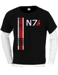 Camiseta Mass Effect N7 bicolor negra manga larga