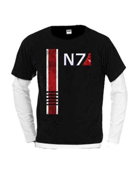 Camiseta Mass Effect N7 bicolor negra manga larga