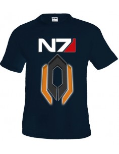 Camiseta Mass Effect N7 Cerverus Azul Marino Manga Corta