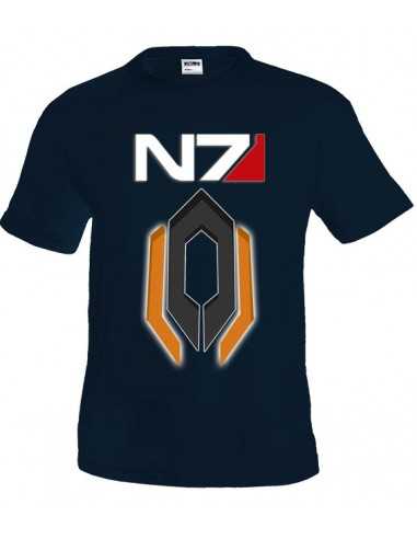 Camiseta Mass Effect N7 Cerverus Azul Marino Manga Corta