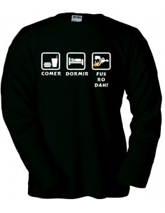 Camiseta Skyrim "ritmo de vida" manga larga