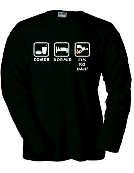 Camiseta Skyrim "ritmo de vida" manga larga