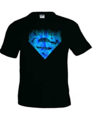 Camisetas Superman logo "fuego azul" manga corta Camisetas Superman logo "fuego azul" manga corta