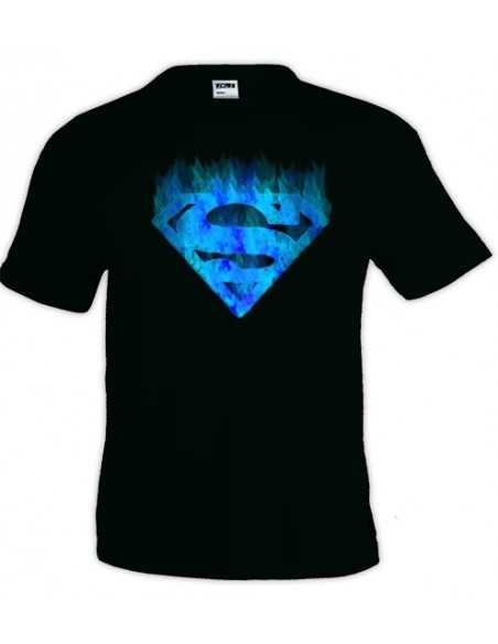Camisetas Superman logo "fuego azul" manga corta Camisetas Superman logo "fuego azul" manga corta