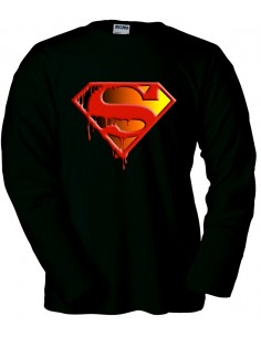 Camiseta Superman logo muerte de Superman manga Larga
