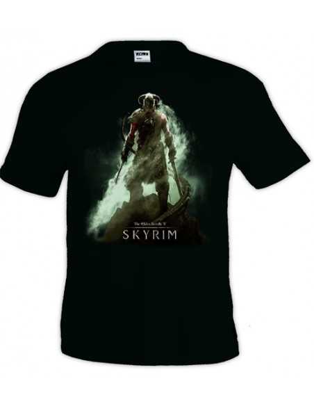 Camiseta Skyrim cola de dragon manga corta negra