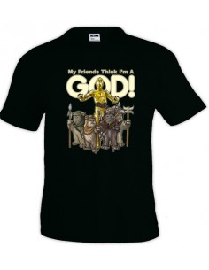 Camiseta Star Wars "C3-PO Ewoks" manga corta negra