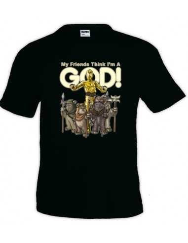 Camiseta Star Wars "C3-PO Ewoks" manga corta negra