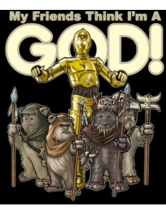 Camiseta Star Wars "C3-PO Ewoks" manga corta negra 2