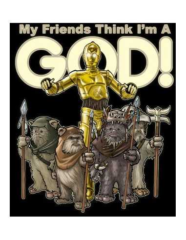 Camiseta Star Wars "C3-PO Ewoks" manga corta negra