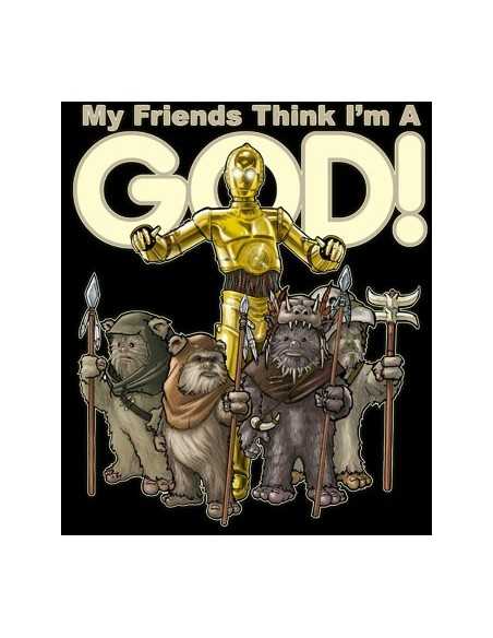 Camiseta Star Wars "C3-PO Ewoks" manga corta negra