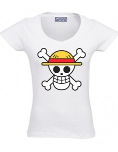 Camiseta One Piece "bandera Luffy" Chica blanca