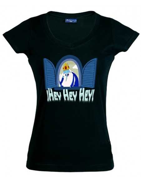 Camiseta hora de aventuras -Rey hielo- negra de chica