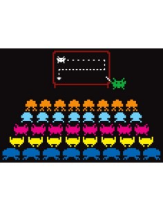 Camiseta space inveders -teacher- negra manga corta chica 2