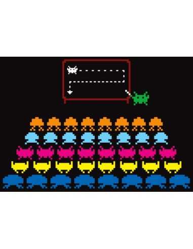 Camiseta space inveders -teacher- negra manga corta chica