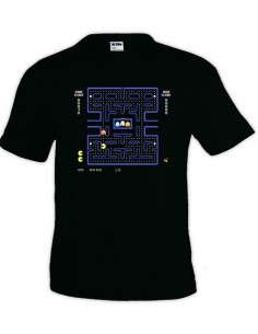 Camiseta pac-man -pantalla- negra manga corta unisex