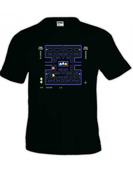 Camiseta pac-man -pantalla- negra manga corta unisex