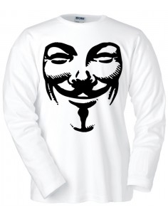 Camiseta V de Vendetta -máscara- manga larga blanca