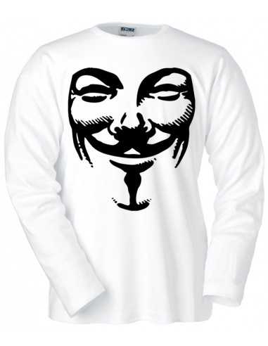 Camiseta V de Vendetta -máscara- manga larga blanca