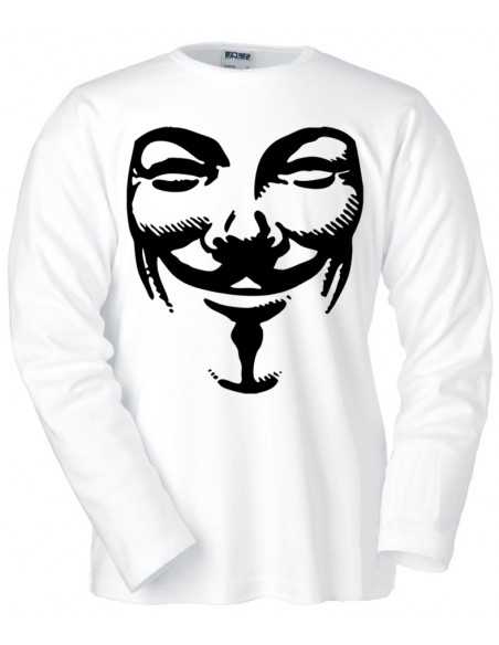 Camiseta V de Vendetta -máscara- manga larga blanca