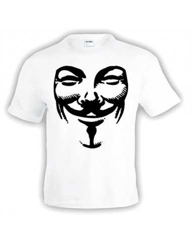Camiseta V de Vendetta -máscara- manga corta blanca