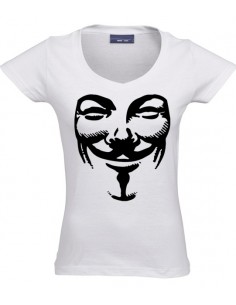 Camiseta V de Vendetta -máscara- de chica manga corta blanca