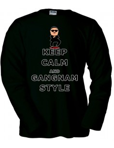 Camiseta Gangnam Style -keep-calm- negra manga larga
