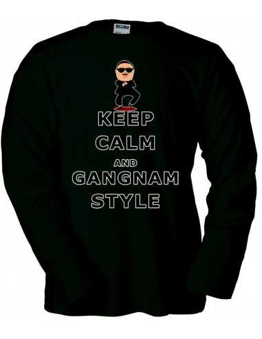 Camiseta Gangnam Style -keep-calm- negra manga larga