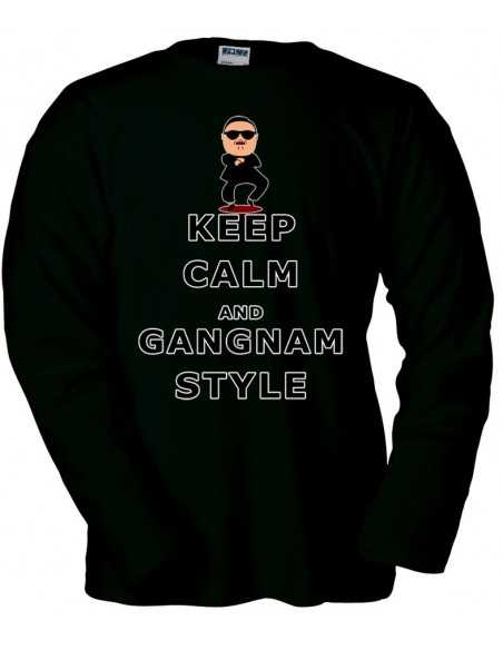 Camiseta Gangnam Style -keep-calm- negra manga larga