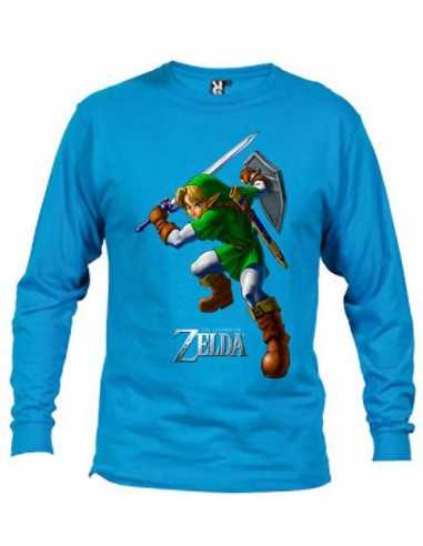 Camiseta Zelda (attack) manga larga azul claro