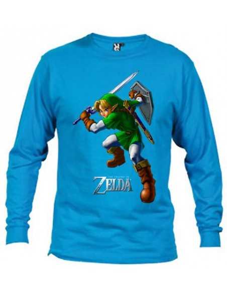 Camiseta Zelda (attack) manga larga azul claro