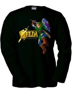 Camiseta Zelda Ocarina Of Time (Gold) Negra manga larga