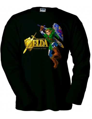 Camiseta Zelda Ocarina Of Time (Gold) Negra manga larga