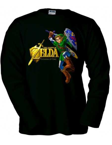 Camiseta Zelda Ocarina Of Time (Gold) Negra manga larga